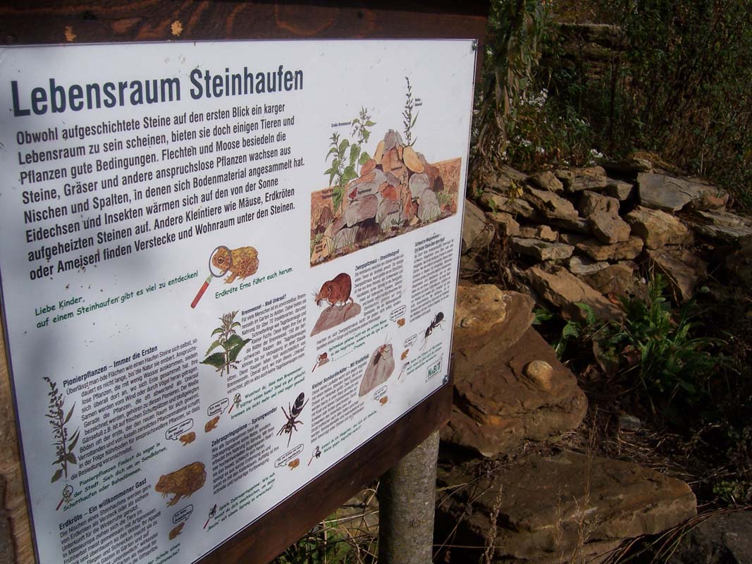 Der Weg führt vorbei an einer Steinmauer, ... Der Weg führt vorbei an einer Steinmauer, ...